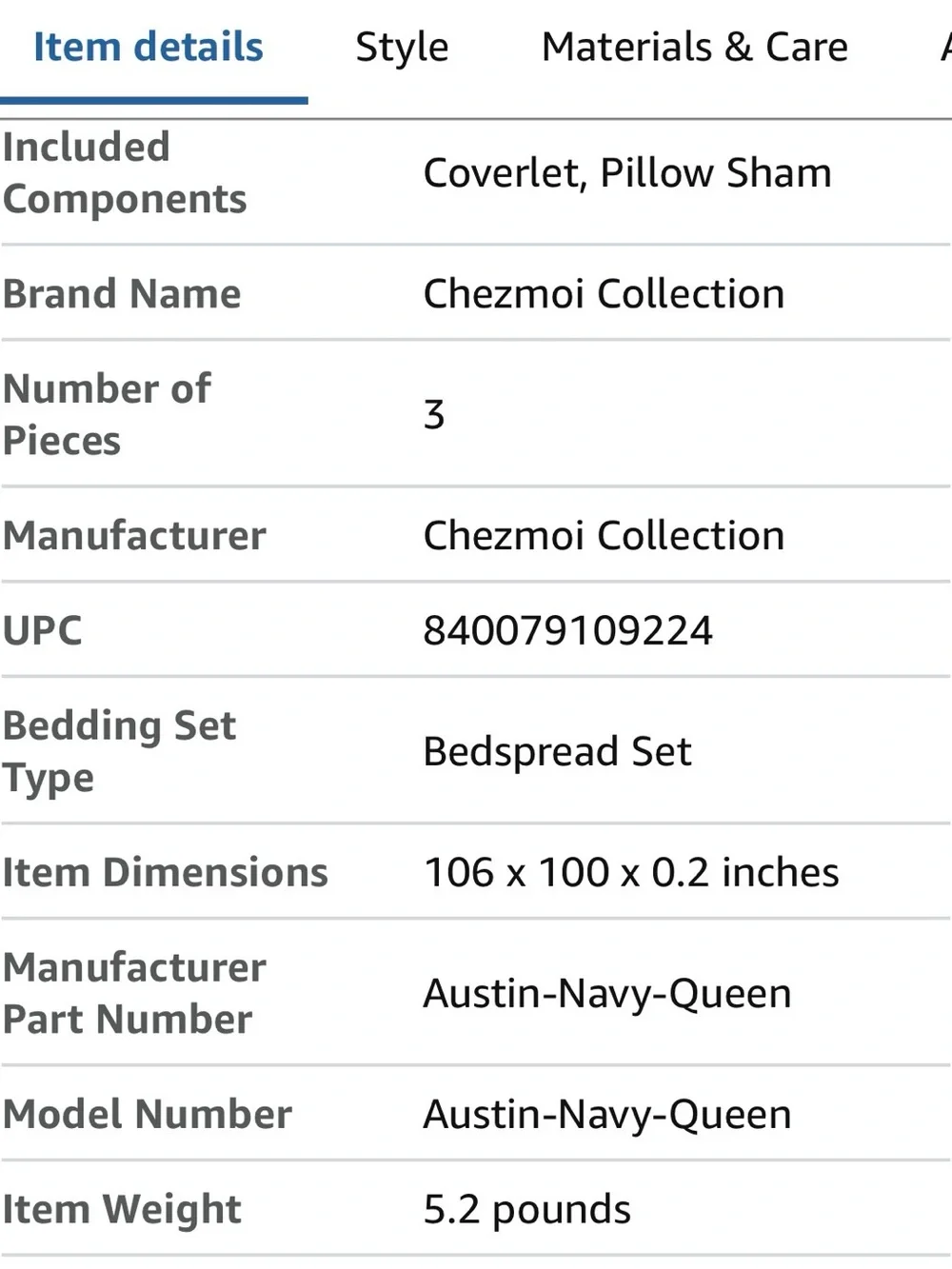 Navy Quilted Bedspread with Shams